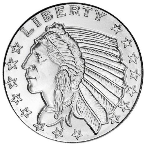 Silver Round Incuse Indian .999 Fine